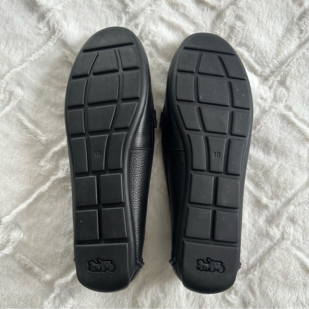 COACH Black Pebble Leather Loafers Size 10 - Picture 2 of 10